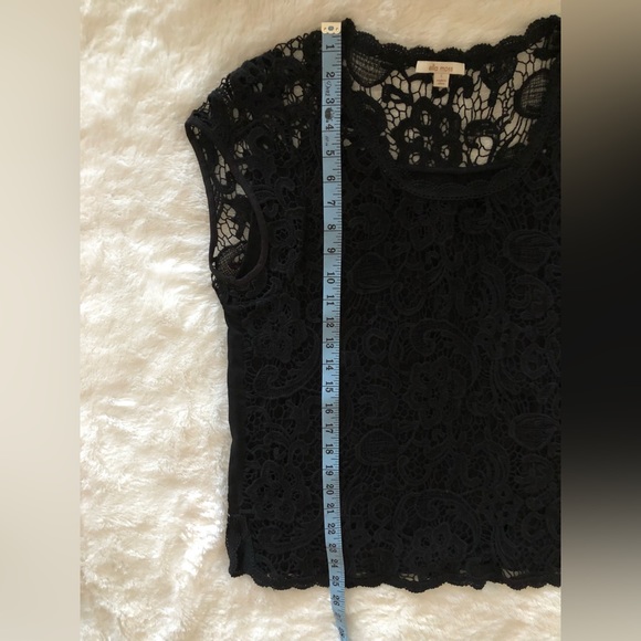 Beautiful Black lace Ella Moss top like new size Large. Great holiday party top. - Picture 9 of 11